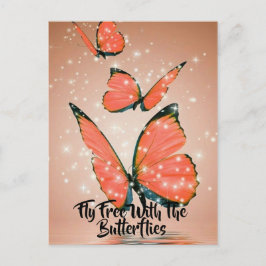 Orangefarbene und schwarze Schmetterlinge mit schw Postkarte