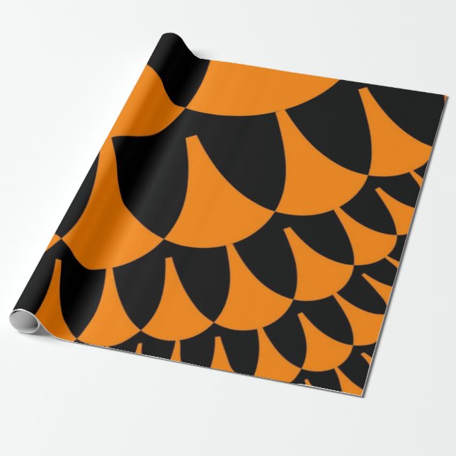 Orangefarbene und schwarze Skala Geschenkpapier (Ungerollt)