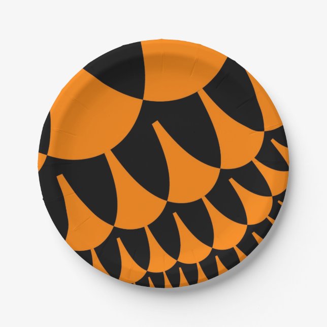 Orangefarbene und schwarze Skala Pappteller (Vorderseite)