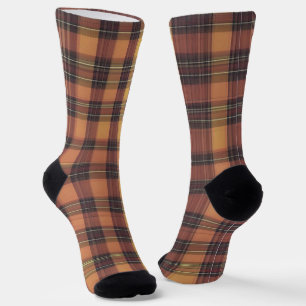 Orangefarbene und schwarze Tartan, ein warmes und  Socken