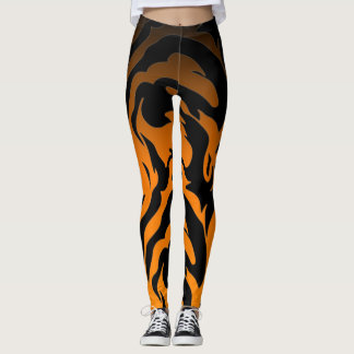 Orangefarbene und schwarze Tigerstreifen Leggings