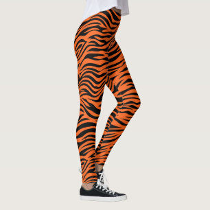 Orangefarbene und schwarze Tigerstreifen Leggings