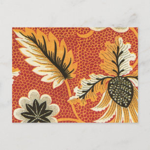 Orangefarbene und schwarze Vintage Blüten Postkarte