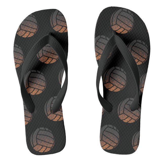 Orangefarbene und schwarze Volleyball Flip Flops (Fußbett)