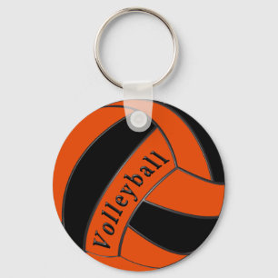 Orangefarbene und schwarze Volleyball-Gastgeschenk Schlüsselanhänger