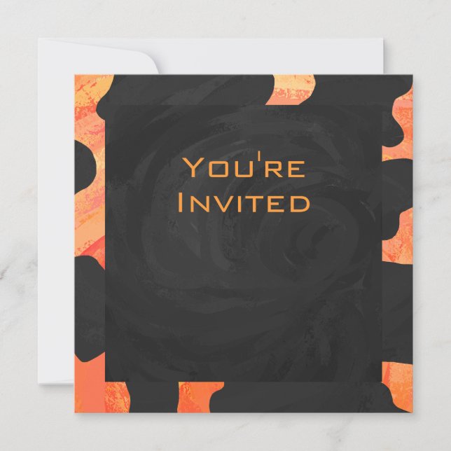 Orangefarbene und schwarze Zebra-Monogramm Einladung (Vorderseite)