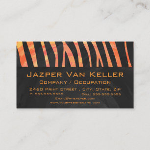 Orangefarbene und schwarze Zebra-Monogramm Visitenkarte