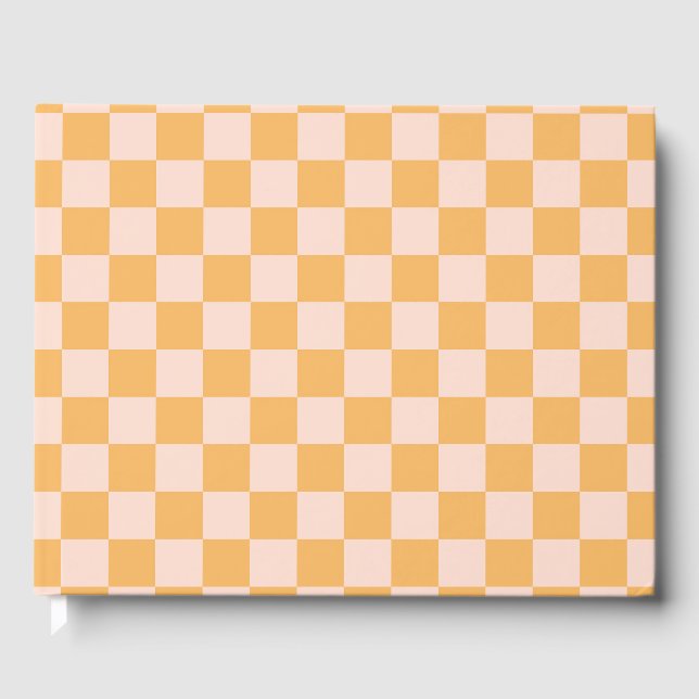 Orangefarbene und ungebleichte Seidenkarton Gästebuch (Vorderseite)