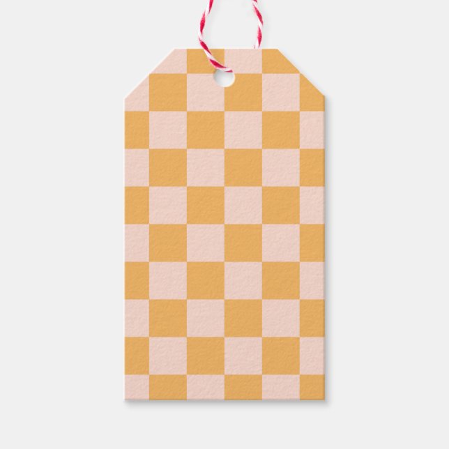 Orangefarbene und ungebleichte Seidenkarton Geschenkanhänger (Vorderseite)