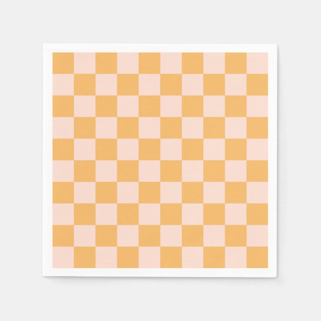 Orangefarbene und ungebleichte Seidenkarton Serviette (Vorderseite)
