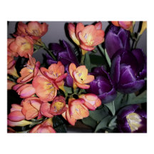 Orangefarbene und violette Blumen