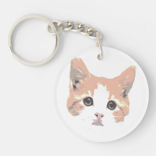 Orangefarbene und weiße Katze Schlüsselanhänger