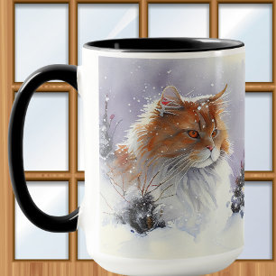 Orangefarbene und weiße Maine Coon Tabby Kaffee Ta Tasse