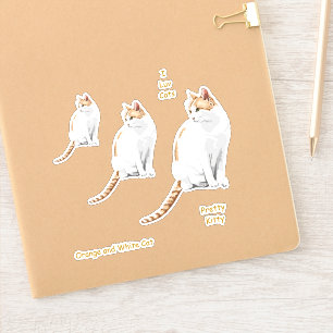 Orangefarbene und weiße Niedliche Katzenaufkleber Aufkleber