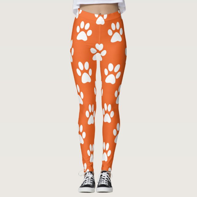 Orangefarbene und weiße Pasten Leggings (Vorderseite)