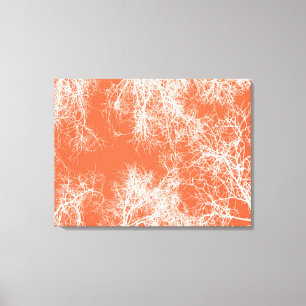 Orangefarbene und weiße, silberfarbene Bäume Leinwanddruck