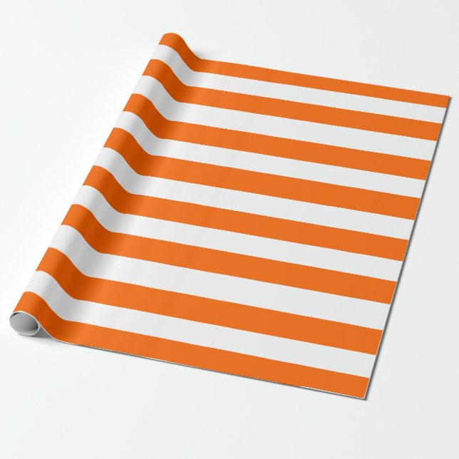 Orangefarbene und weiße Streifen Geschenkpapier (Ungerollt)