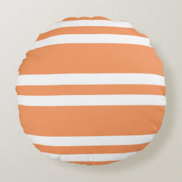Orangefarbene und weiße Streifen Rundes Kissen