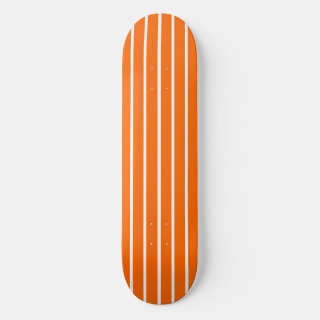 Orangefarbene und weiße Streifen Skateboard (Vorderseite)