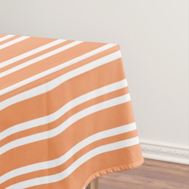 Orangefarbene und weiße Streifen Tischdecke (Beispiel)