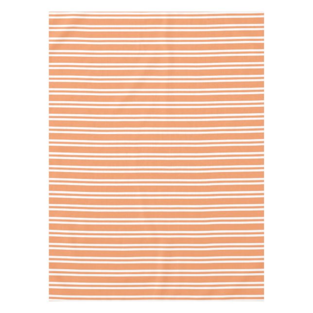 Orangefarbene und weiße Streifen Tischdecke (Vorderseite)