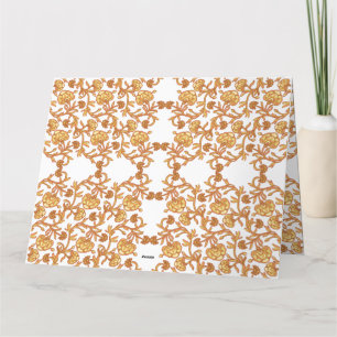 orangefarbene und weiße Tapeten mit Blumenmotiv Dankeskarte