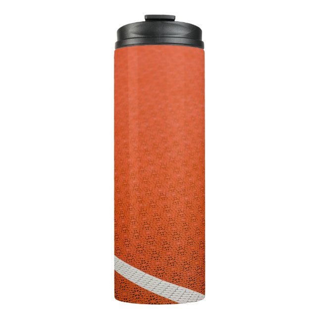 Orangefarbene und weiße Textilien Thermosbecher (Vorderseite)