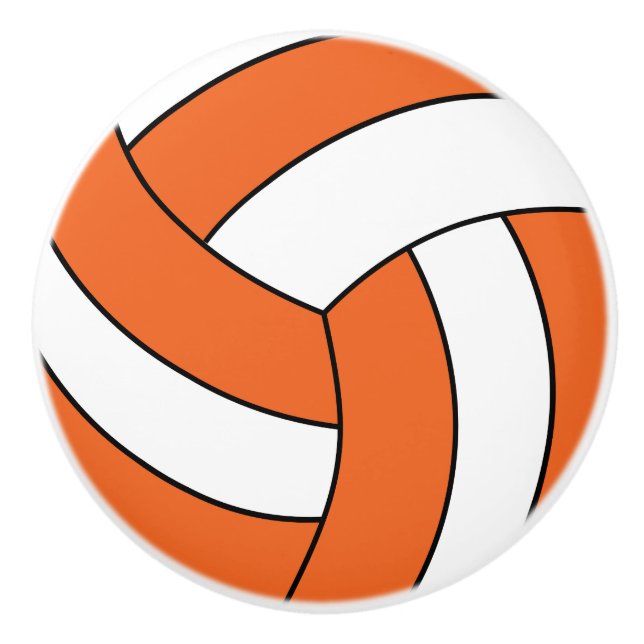 Orangefarbene und weiße Volleyball Keramikknauf (Vorderseite)