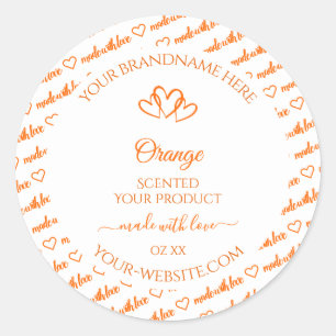 Orangefarbene und weiße Wörter - Bekleidungsmarken Runder Aufkleber