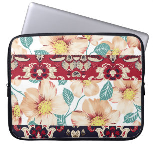 Orangefarbene Vintage Blume mit nahtlosem Pisleybo Laptopschutzhülle