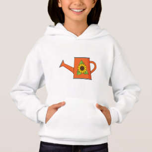 Orangefarbene Wasserdose mit Sonnenblumen Hoodie