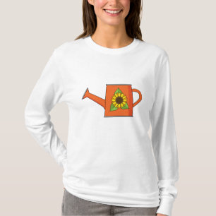 Orangefarbene Wasserdose mit Sonnenblumen T-Shirt