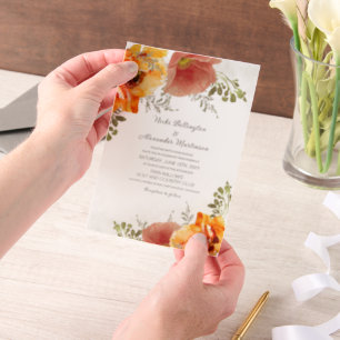 Orangefarbene Wasserfarbe. Herbsthochzeit