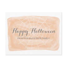 Orangefarbene Wasserfarben-WebHalloween-Postkarte