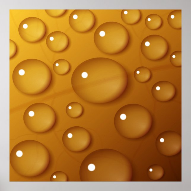 Orangefarbene Wassertropfengewebe Poster (Vorne)