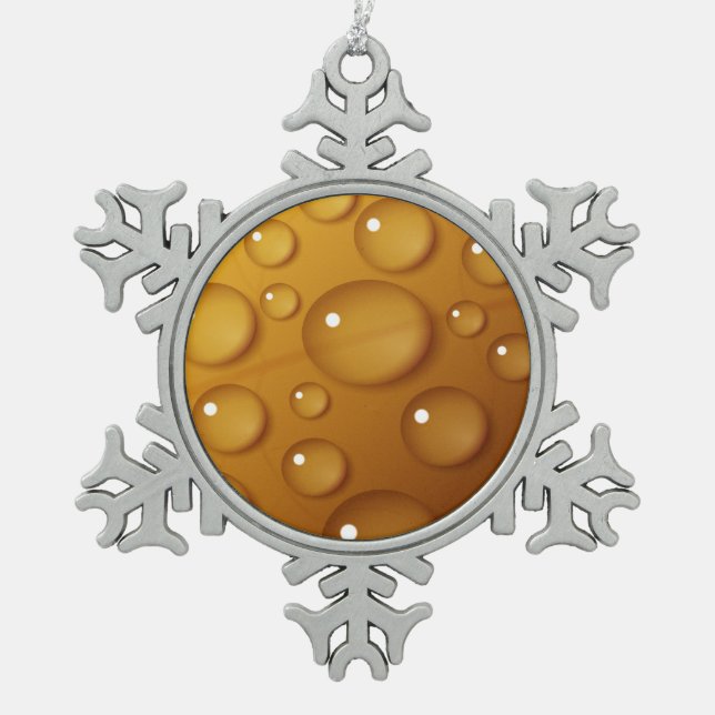 Orangefarbene Wassertropfengewebe Schneeflocken Zinn-Ornament (Vorderseite)