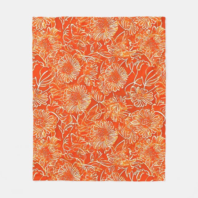 Orangefarbene weiche Blume Fleecedecke (Vorderseite)