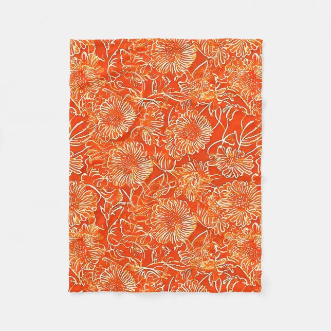 Orangefarbene weiche Blume Fleecedecke (Vorderseite)