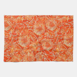 Orangefarbene weiche Blume Geschirrtuch