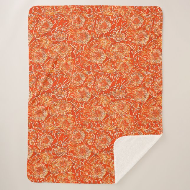 Orangefarbene weiche Blume Sherpadecke (Vorderseite)