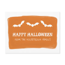 Orangefarbene weiße Wasserfarben Halloween-Postkar