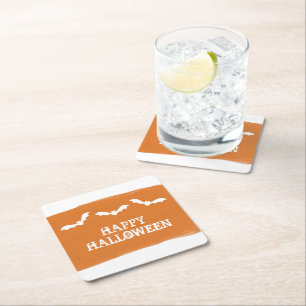 Orangefarbene weiße Wasserfarben Halloween Rechteckiger Pappuntersetzer