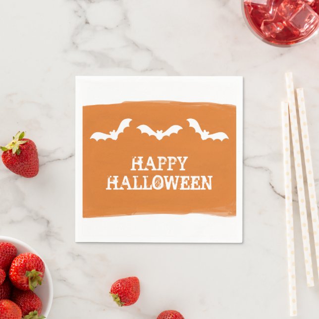 Orangefarbene weiße Wasserfarben Halloween Serviette (Beispiel)