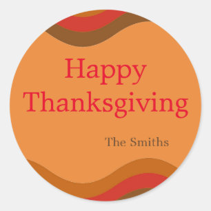 Orangefarbene Wellen von Herbstfarben, kundenspezi Runder Aufkleber