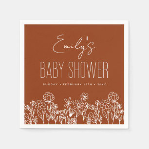 Orangefarbene Wildblume Boho Kinderdusche im Blut Serviette