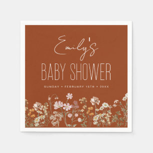 Orangefarbene Wildblume Boho Kinderdusche im Blut Serviette