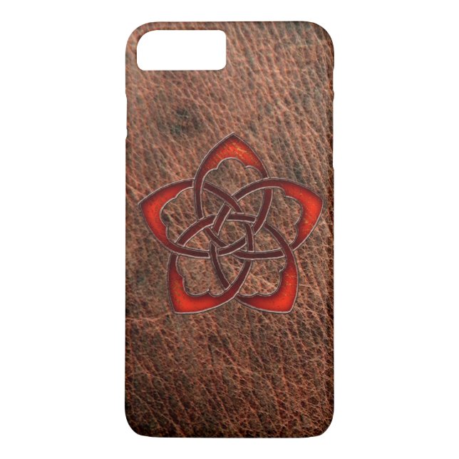 Orangefarbene Zell-Blume auf echtem Leder Case-Mate iPhone Hülle (Rückseite)