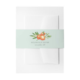 Orangefarbene Zitrusfrüchte Botanische Hochzeit Einladungsbanderole