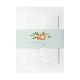 Orangefarbene Zitrusfrüchte Botanische Hochzeit Einladungsbanderole
