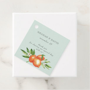 Orangefarbene Zitrusfrüchte Botanische Hochzeit Geschenkanhänger